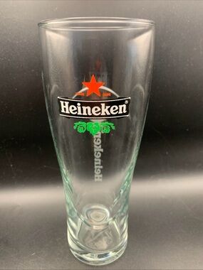 Pre Owned Heineken Red Star Logo Pilsner Glass Etched With Star on Bottom Rare